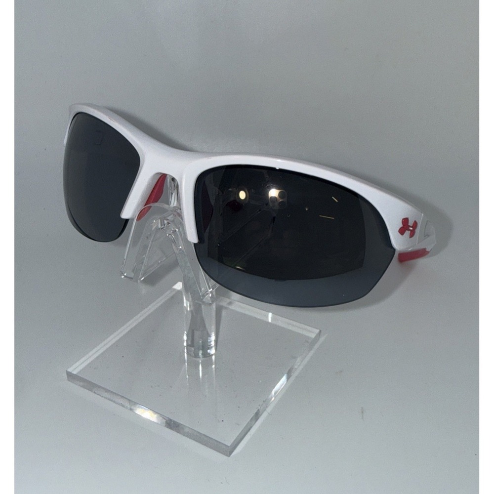 Under Armour Marbella Sunglasses White/Pink Wrap Polarized Lenses 64-20-126